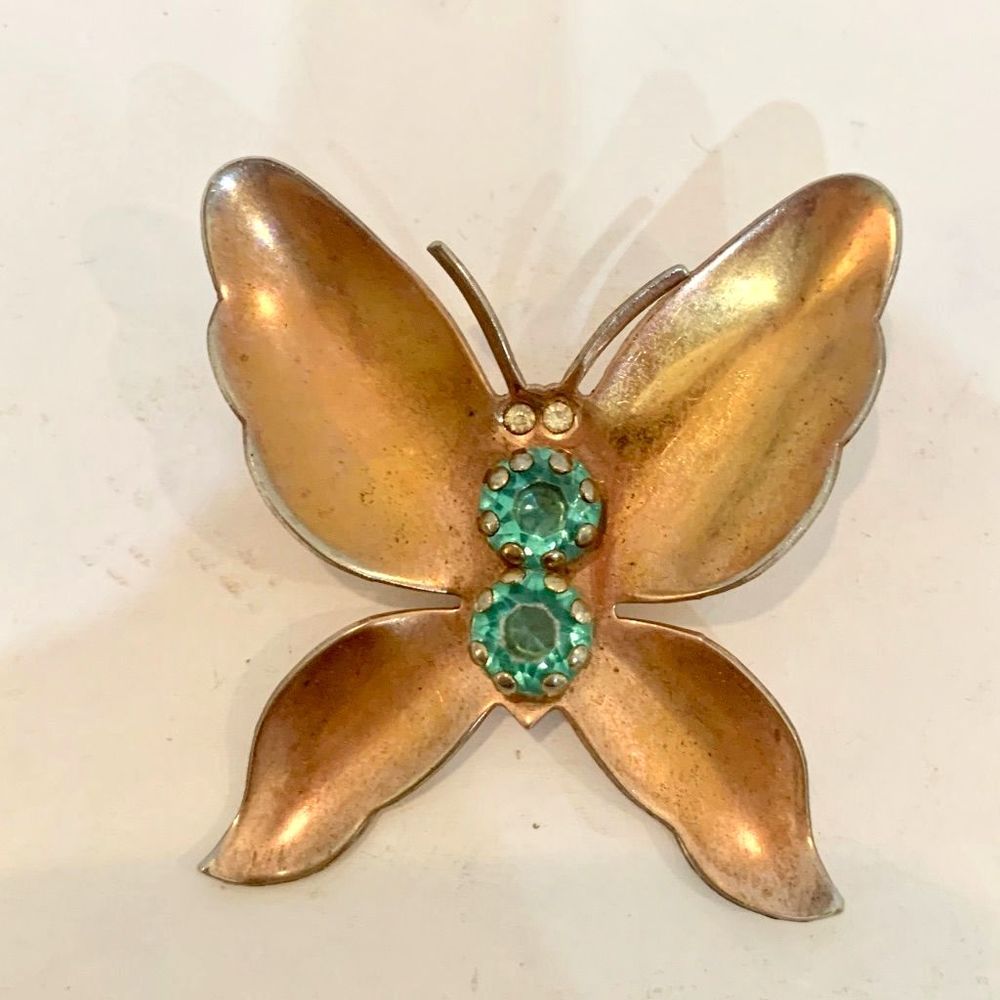 VTG Rose Gold Colored Colored Butterfly Brooch